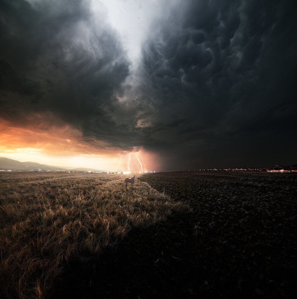 photography nature thunderstorm grazing by denis bodrov