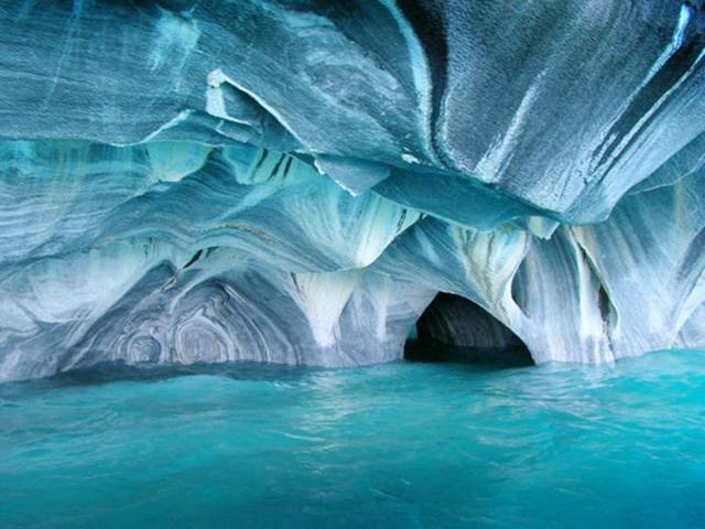 blue marble cave chile beautiful places