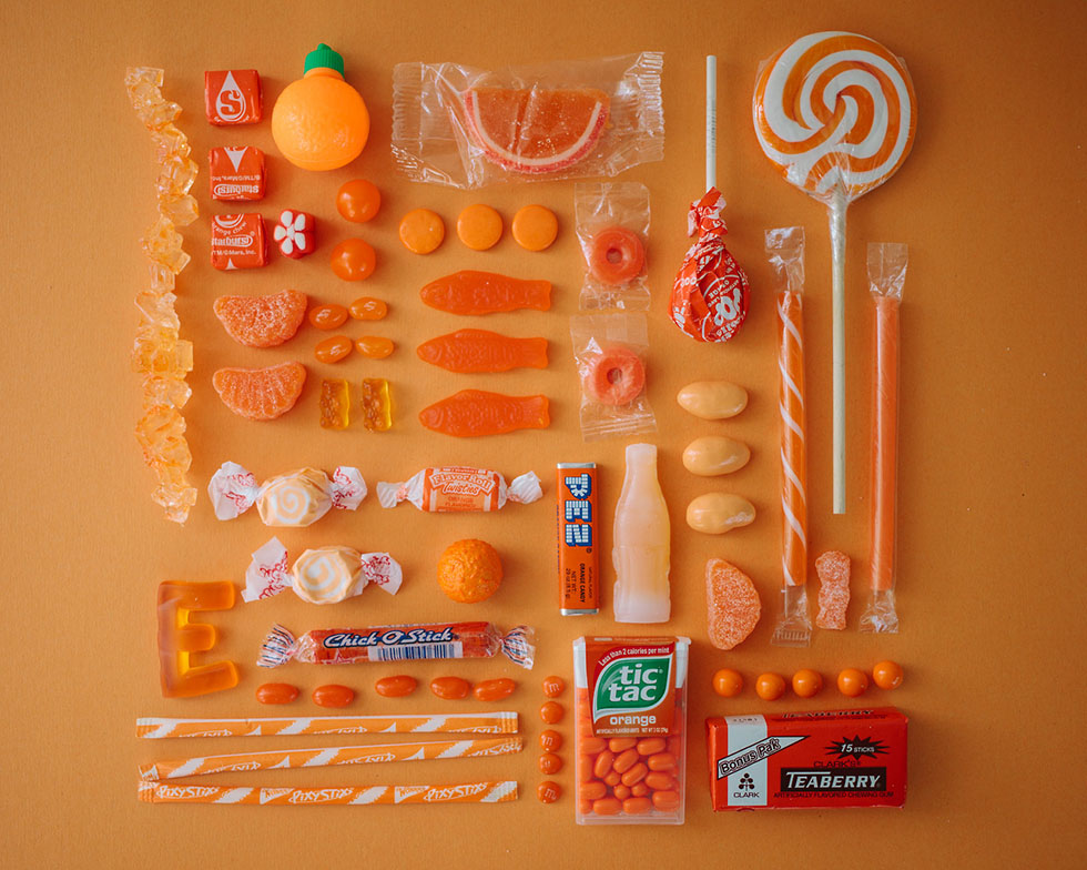 arrange objects photography idea orange candy emily blincoe