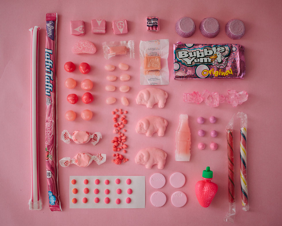 arrange objects photography idea rose candy emily blincoe