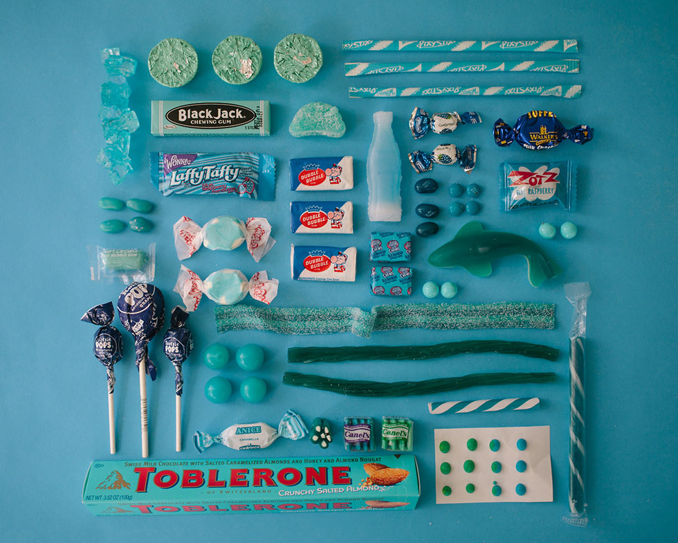 arrange objects photography idea blue candy emily blincoe