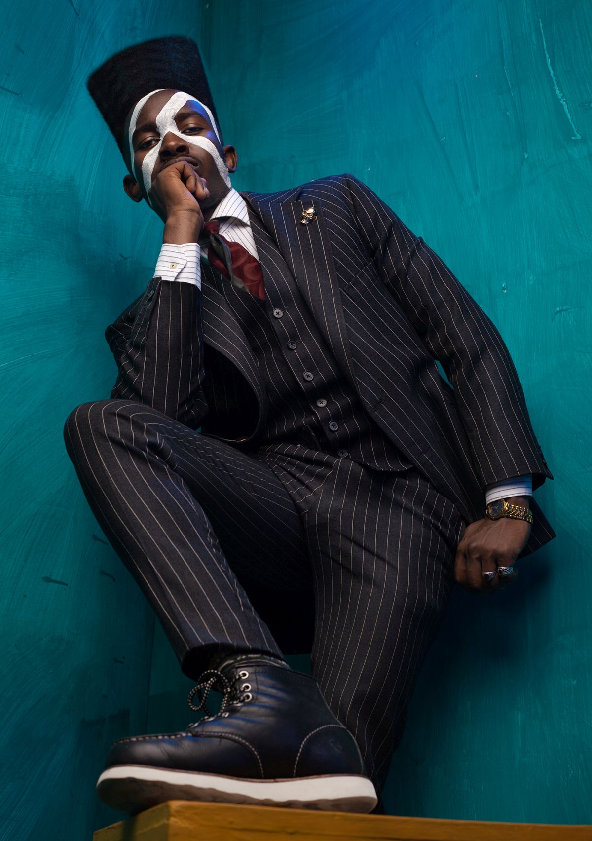 fashion photography man striped by arthur keef