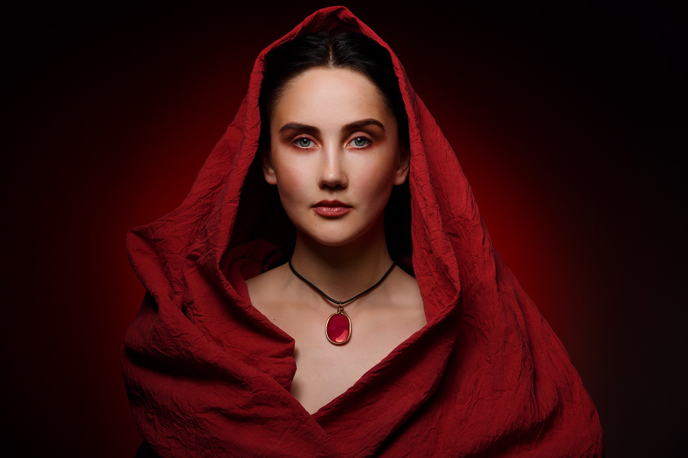 portrait photography red woman by ruslan rakhmatov