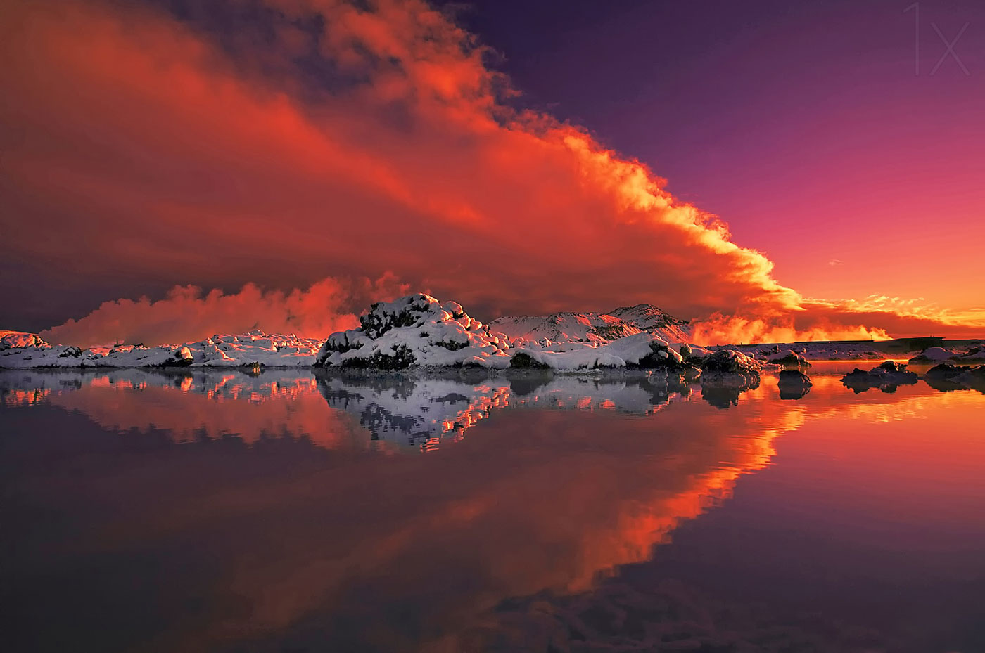 reflection photography ice fire by porsteinn ingibergsson